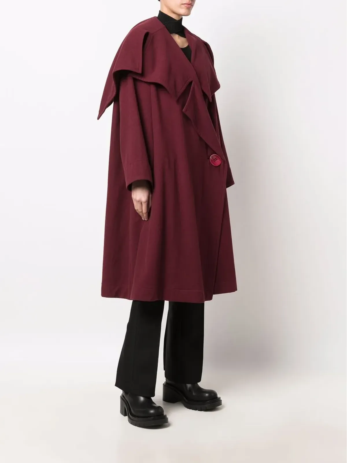 Issey Miyake Pre-Owned 1980年代オーバーサイズプリーツコート - レッド - 画像3