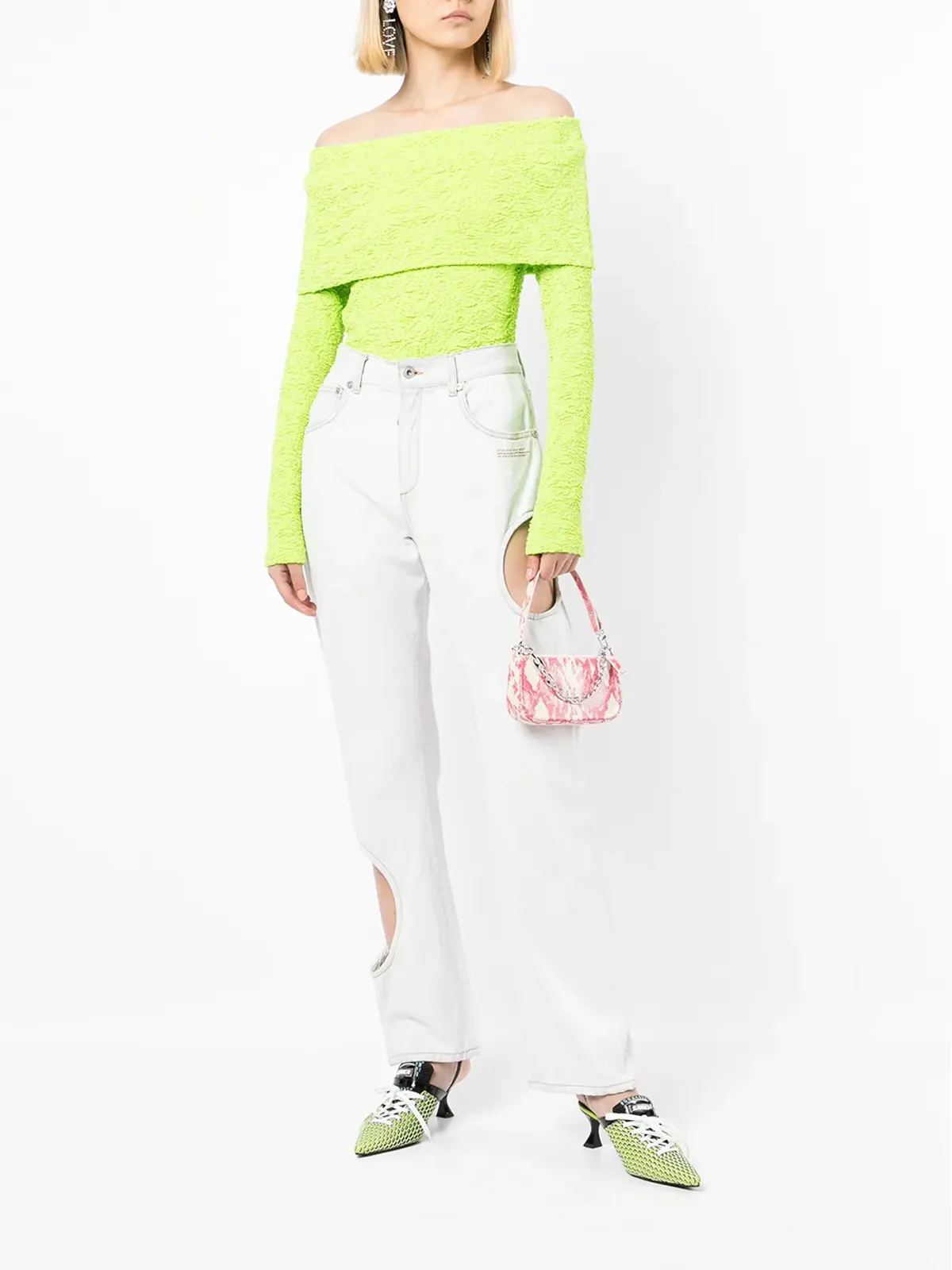 MSGM オフショルテクスチャードトップ - 画像2