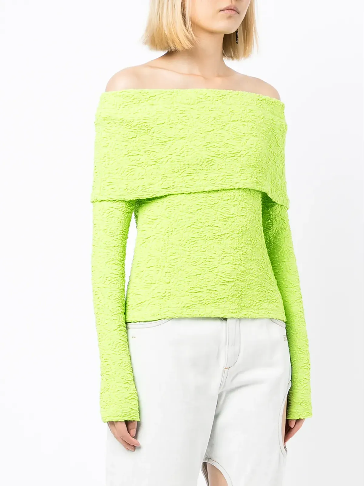 MSGM オフショルテクスチャードトップ - 画像3