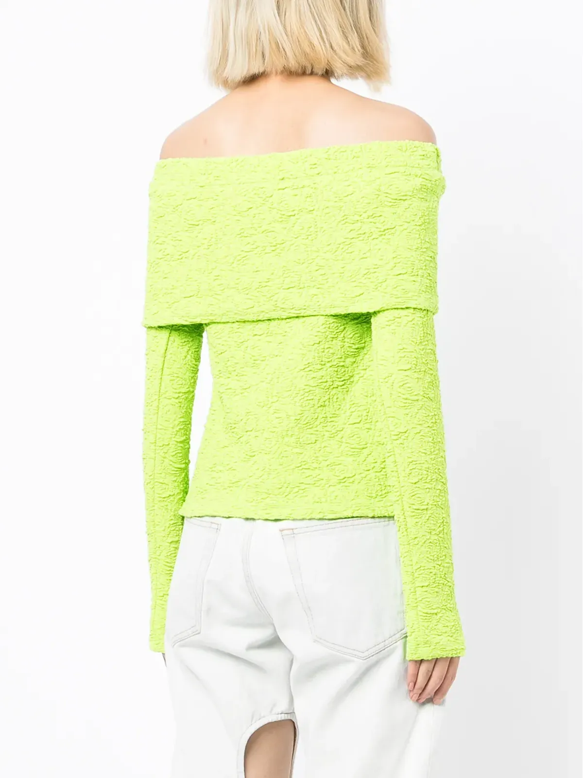MSGM オフショルテクスチャードトップ - 画像4