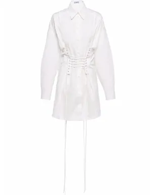 Prada レースアップシャツドレス - White - サムネイル1