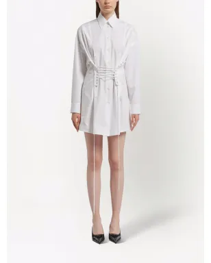 Prada レースアップシャツドレス - White - サムネイル2