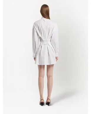 Prada レースアップシャツドレス - White - サムネイル3