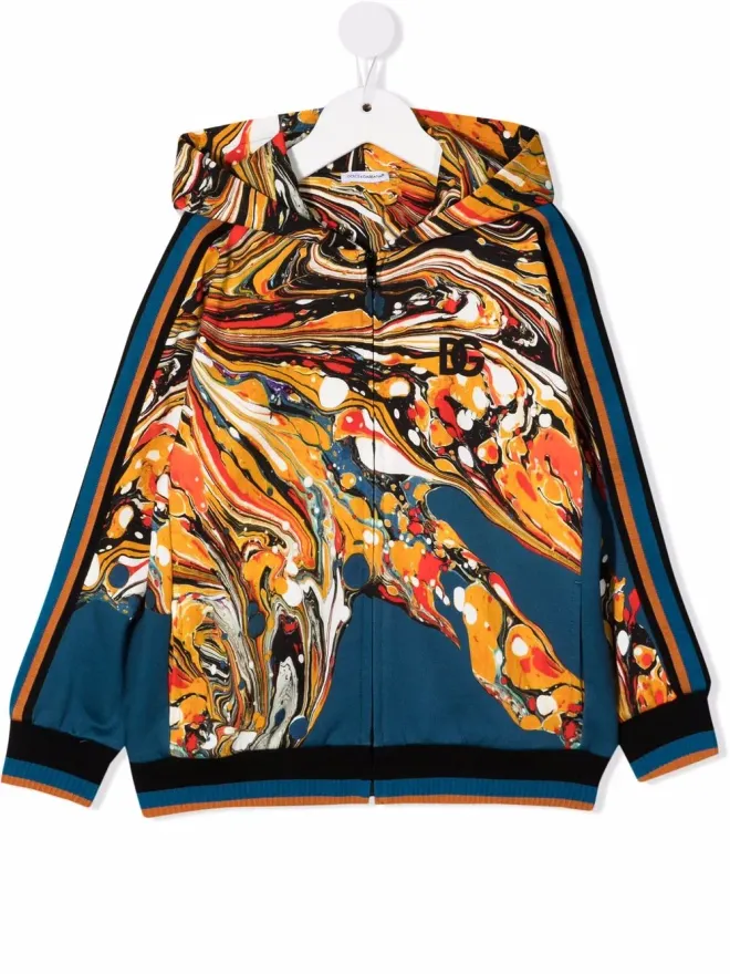 Dolce & Gabbana Kids Dolce & Gabbana Kids マーブル柄ジャージー フーディの商品画像