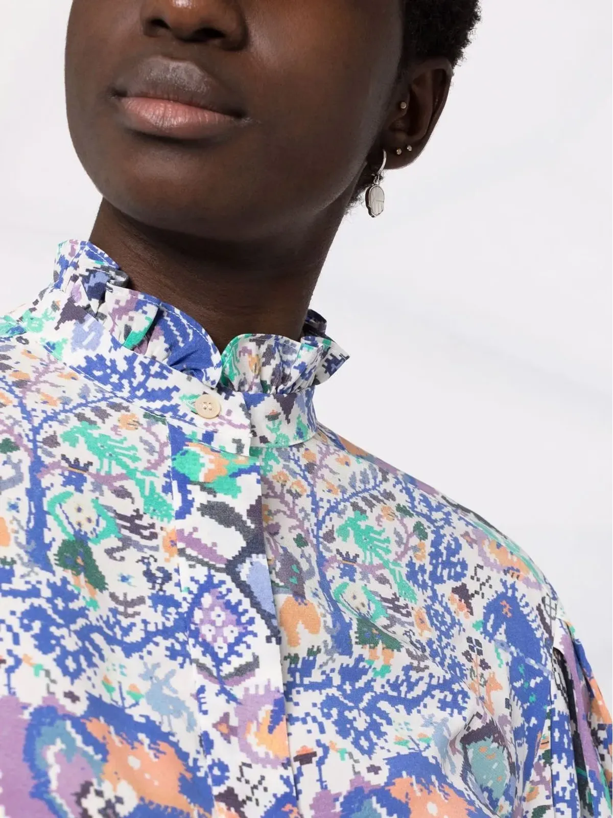 ISABEL MARANT Banessa アブストラクトプリント フリル ブラウス - 画像5