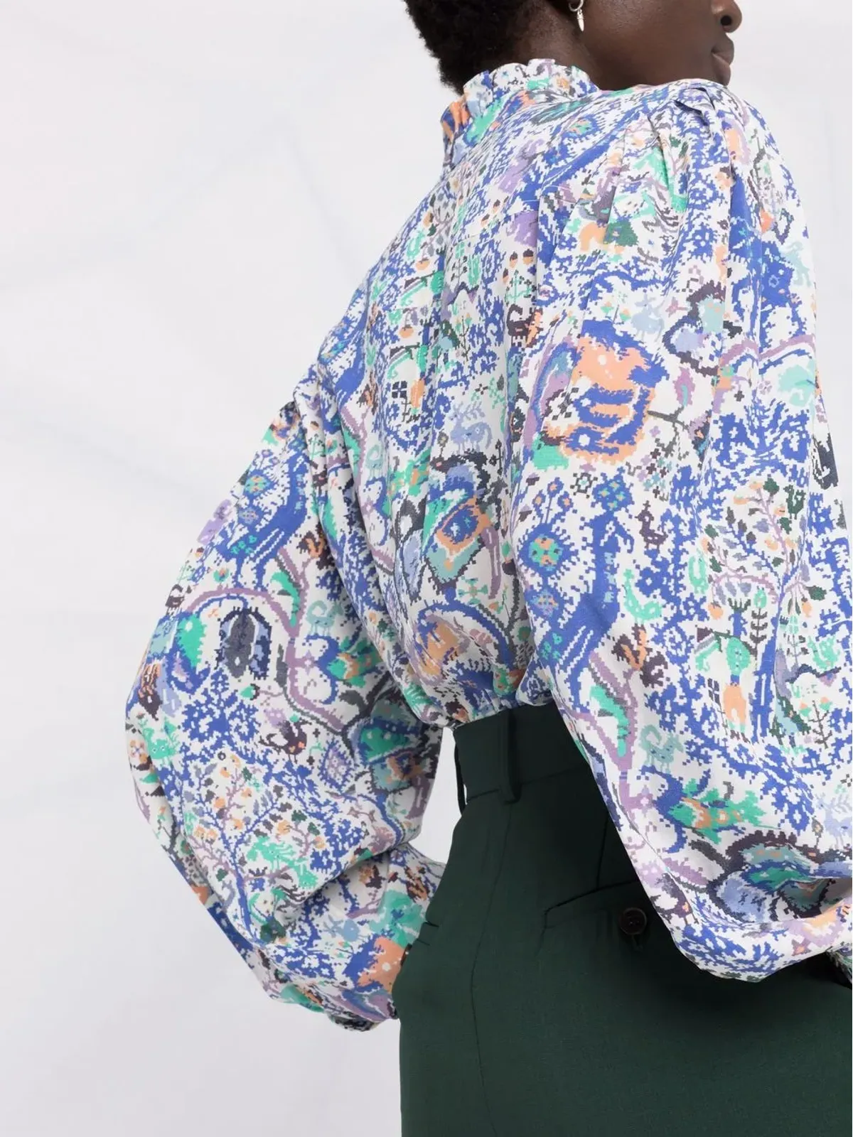 ISABEL MARANT Banessa アブストラクトプリント フリル ブラウス - 画像3