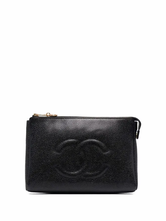 CHANEL Pre-Owned CHANEL Pre-Owned 1996 CCロゴエンボス クラッチバッグ - ブラックの商品画像