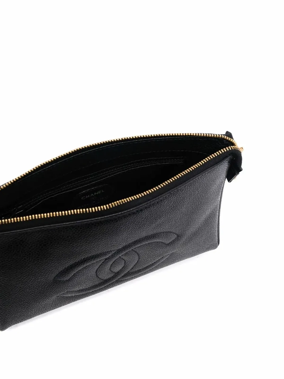 CHANEL Pre-Owned 1996 CCロゴエンボス クラッチバッグ - ブラック - 画像5