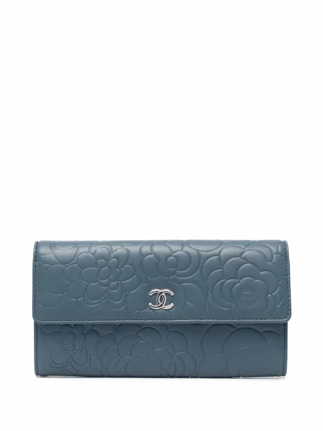 CHANEL Pre-Owned CHANEL Pre-Owned CCカメリア コンチネンタル ウォレット ブルーの商品画像