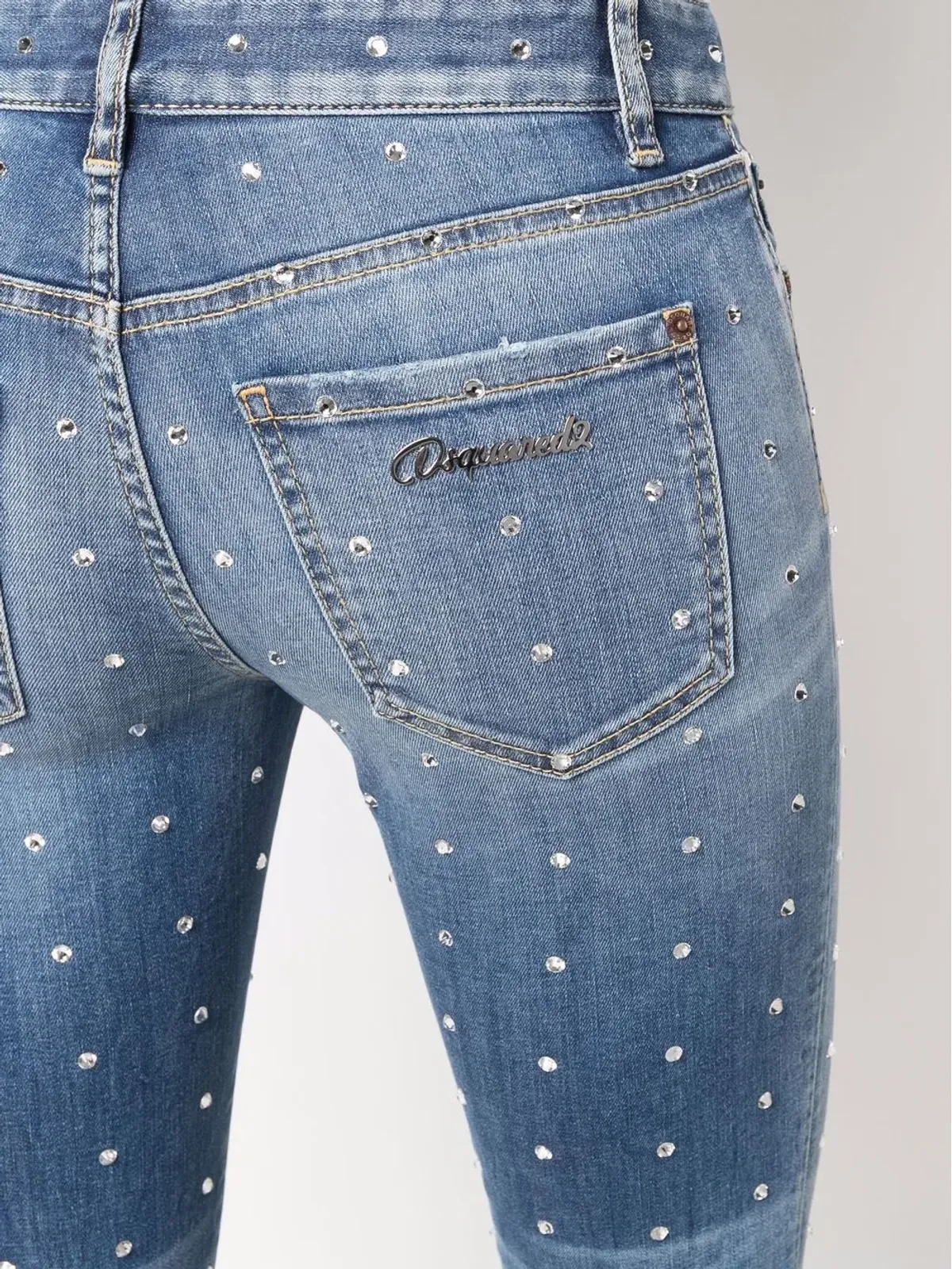 DSQUARED2 クリスタルエンブリッシュ クロップドジーンズ - ブルー - 画像5