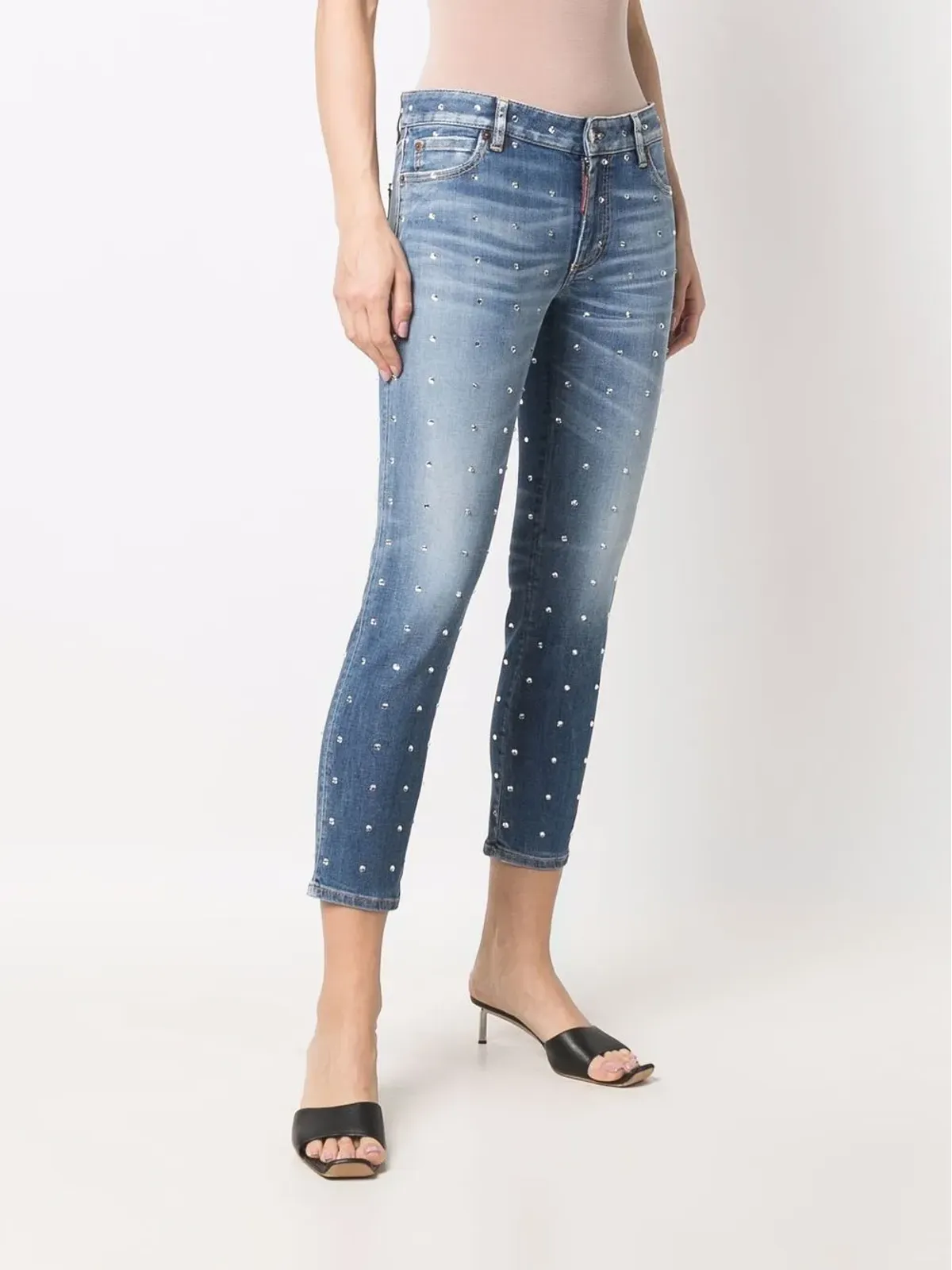 DSQUARED2 クリスタルエンブリッシュ クロップドジーンズ - ブルー - 画像3