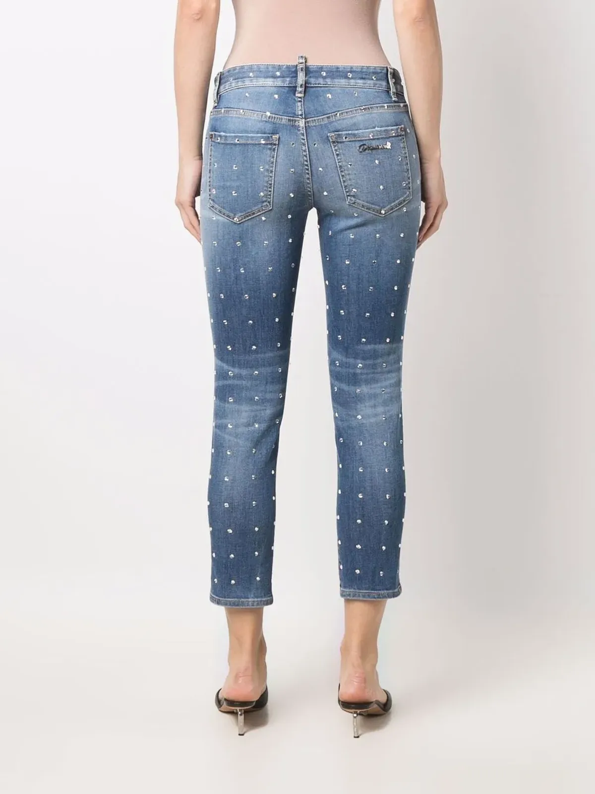 DSQUARED2 クリスタルエンブリッシュ クロップドジーンズ - ブルー - 画像4