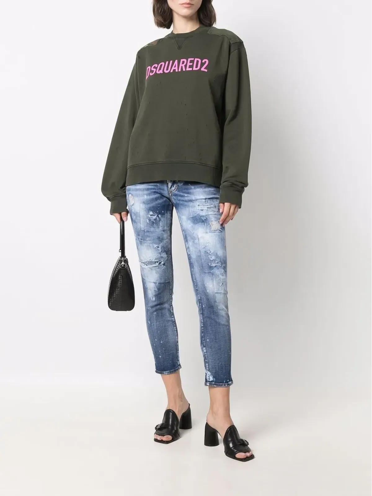 DSQUARED2 ダメージデニム クロップドジーンズ - ブルー - 画像2