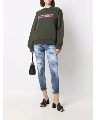 DSQUARED2 ダメージデニム クロップドジーンズ - ブルー - サムネイル2