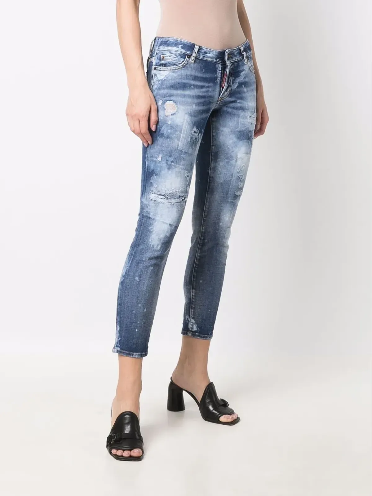 DSQUARED2 ダメージデニム クロップドジーンズ - ブルー - 画像3