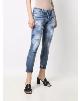 DSQUARED2 ダメージデニム クロップドジーンズ - ブルー - サムネイル3
