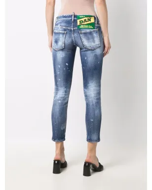 DSQUARED2 ダメージデニム クロップドジーンズ - ブルー - サムネイル4