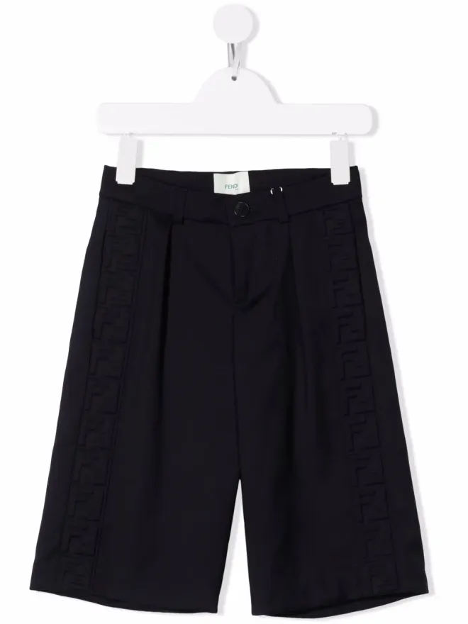Fendi Kids Fendi Kids ロゴエンボス ウールショーツ - ブルーの商品画像