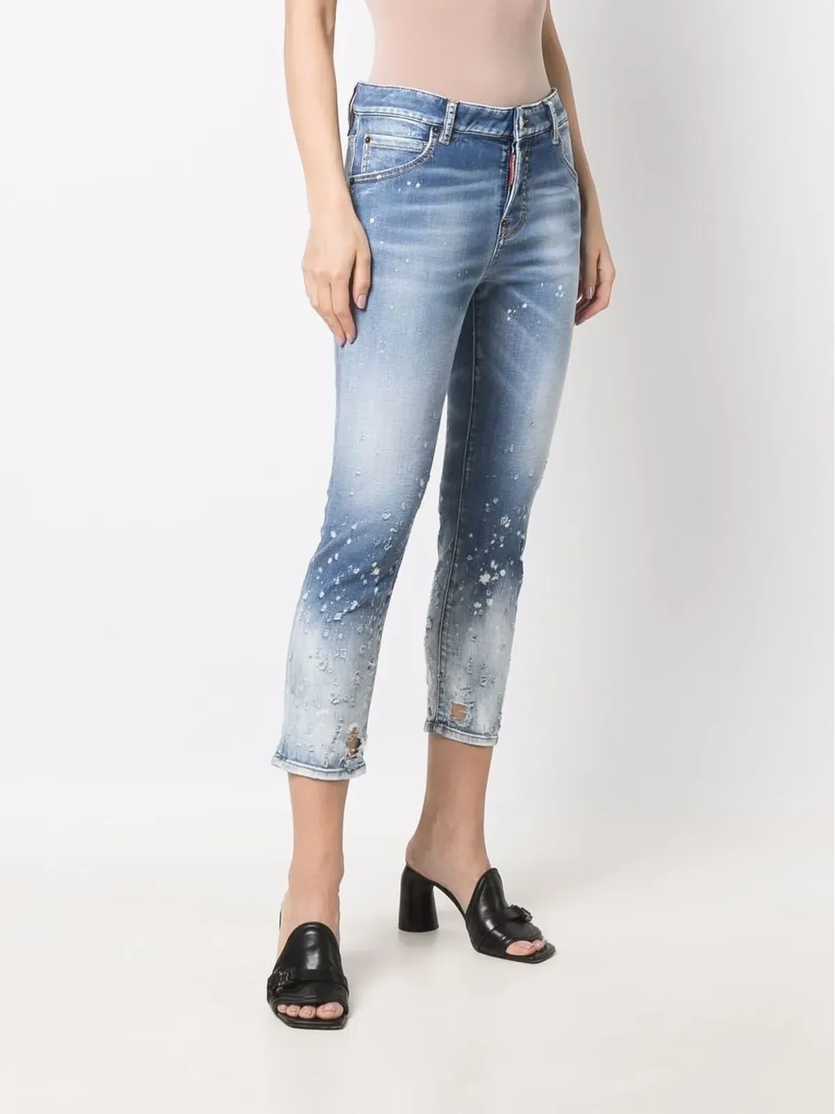 DSQUARED2 クロップド ディストレス加工のスキニージーンズ - 画像3