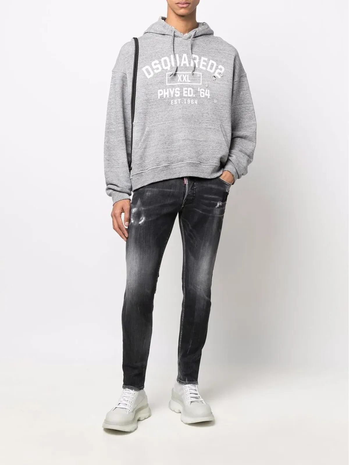 DSQUARED2 distressed logo-print hoodie - Grey - 画像2
