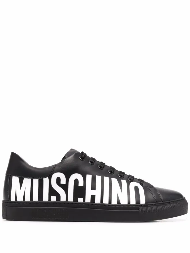 Moschino Moschino ロゴプリント レザー スニーカー ブラックの商品画像