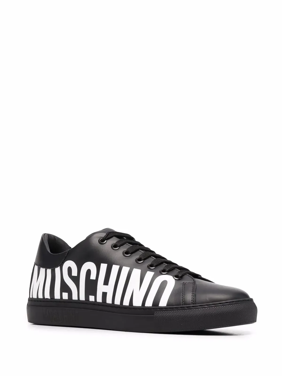 Moschino ロゴプリント レザー スニーカー ブラック - 画像2