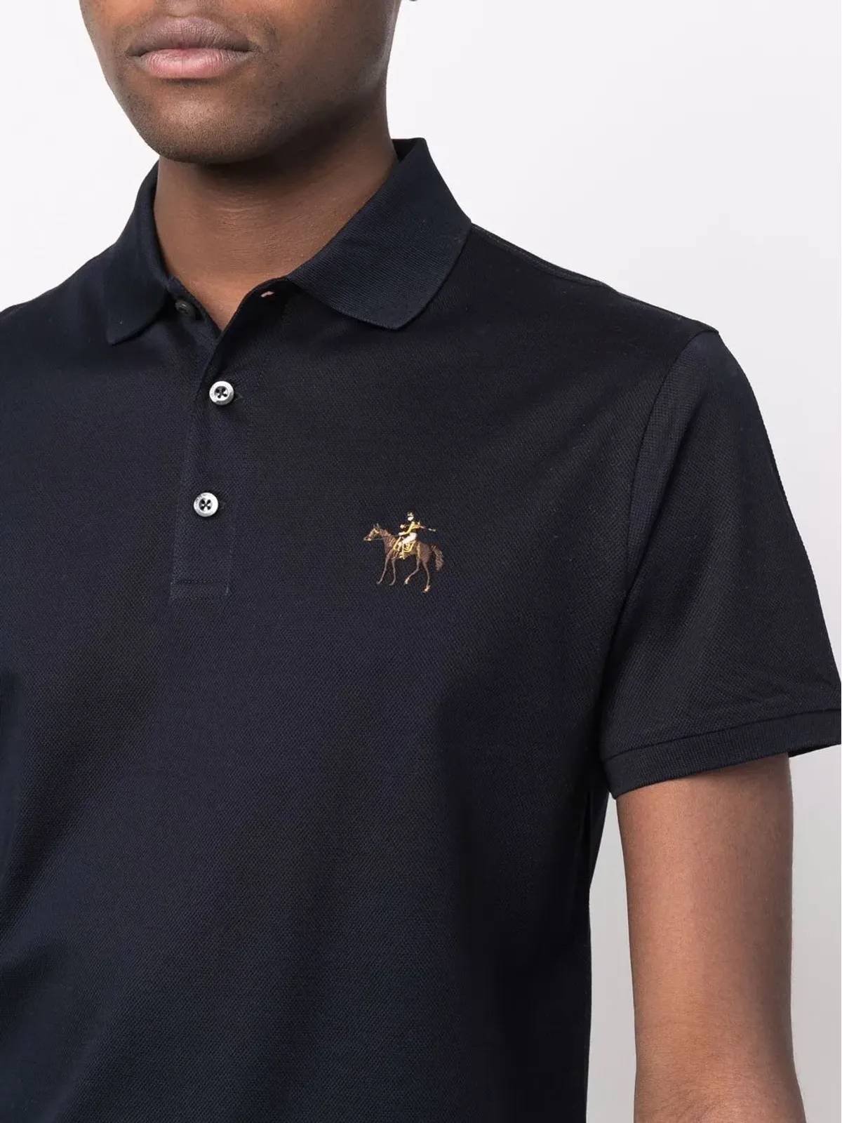 Ralph Lauren Purple Label 刺繍ロゴ入りポロシャツ - 画像5