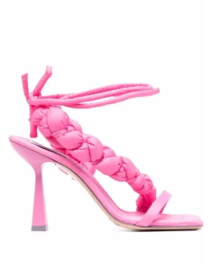 Sebastian Milano quilted-detail square-toe sandals - Pink - サムネイル1