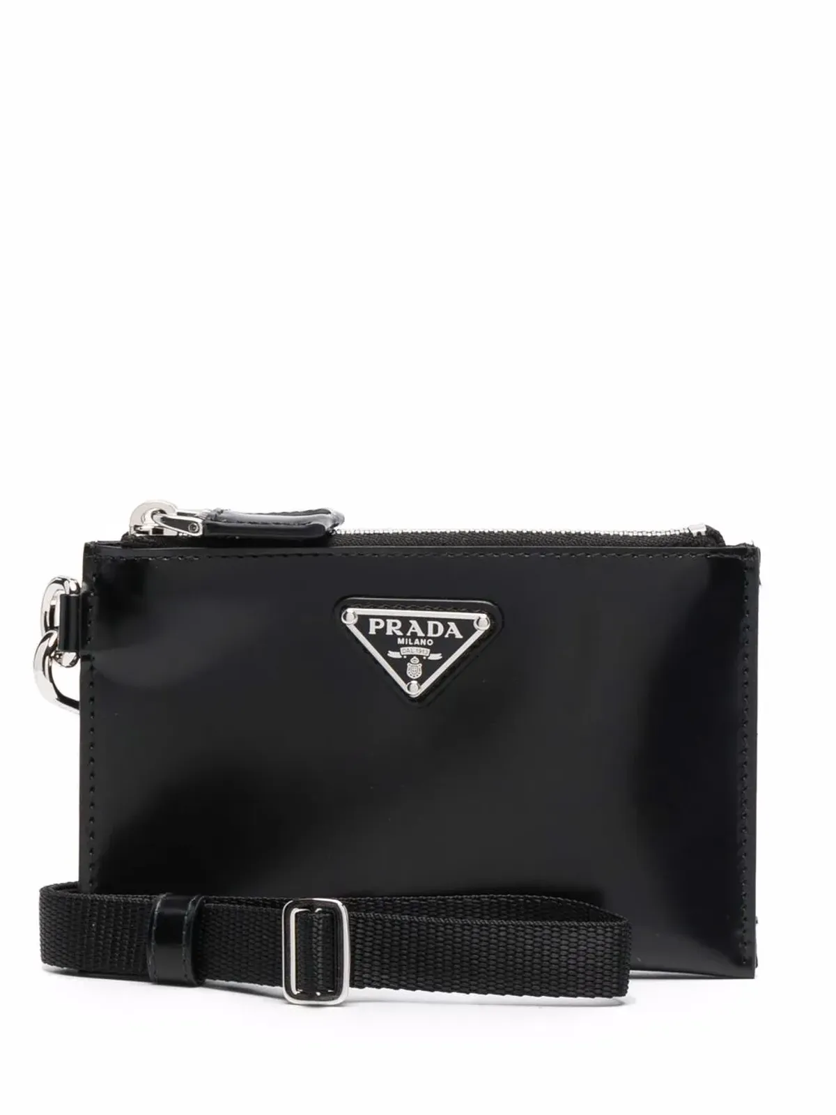 Prada ロゴプレート付きジップアップウォレット - 画像1