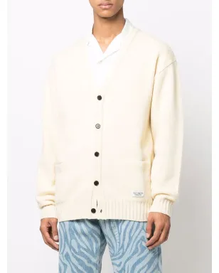 WACKO MARIA embroidered-denim knit cardigan - White - サムネイル3