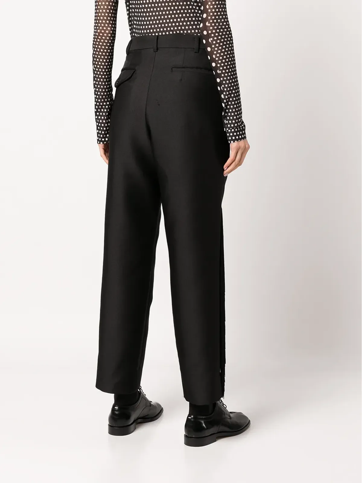 Comme Des Garçons Comme Des Garçons フリンジ付きストレートレッグ テーラードパンツ - 画像4