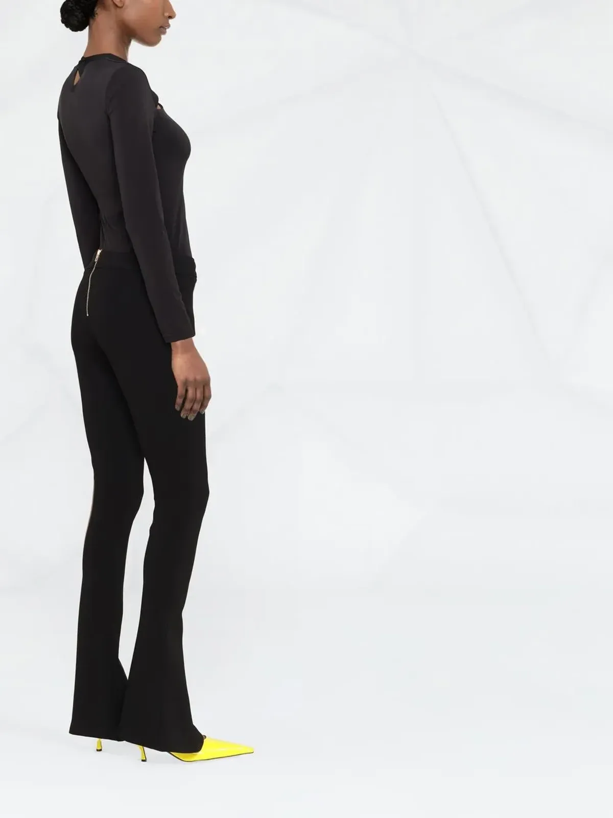 Balmain ブラック ローウエスト フレアパンツ - 画像3