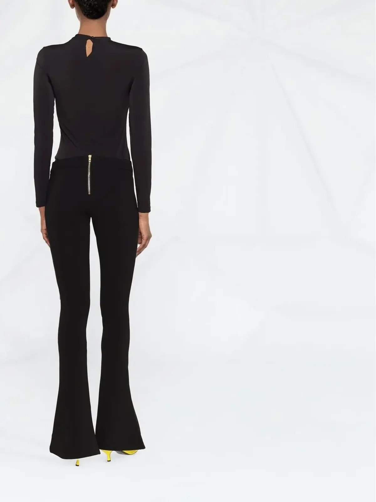 Balmain ブラック ローウエスト フレアパンツ - 画像4