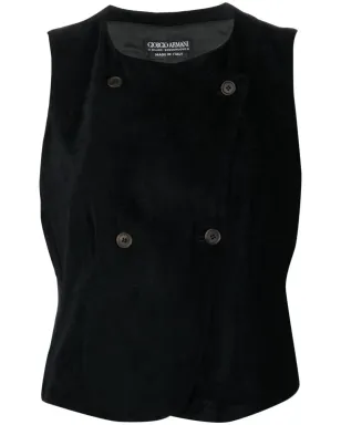 Giorgio Armani Pre-Owned 1990s corduroy double-breasted vest - Black - サムネイル1