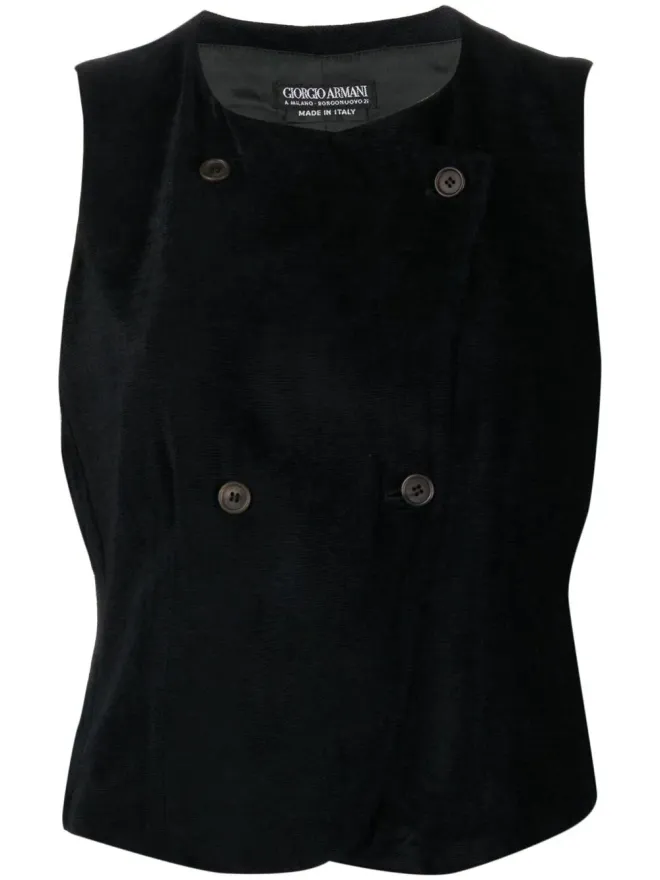 Giorgio Armani Pre-Owned Giorgio Armani Pre-Owned 1990s corduroy double-breasted vest - Blackの商品画像