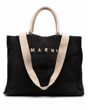 Marni ロゴ刺繍 ラフィア トートバッグ - サムネイル1