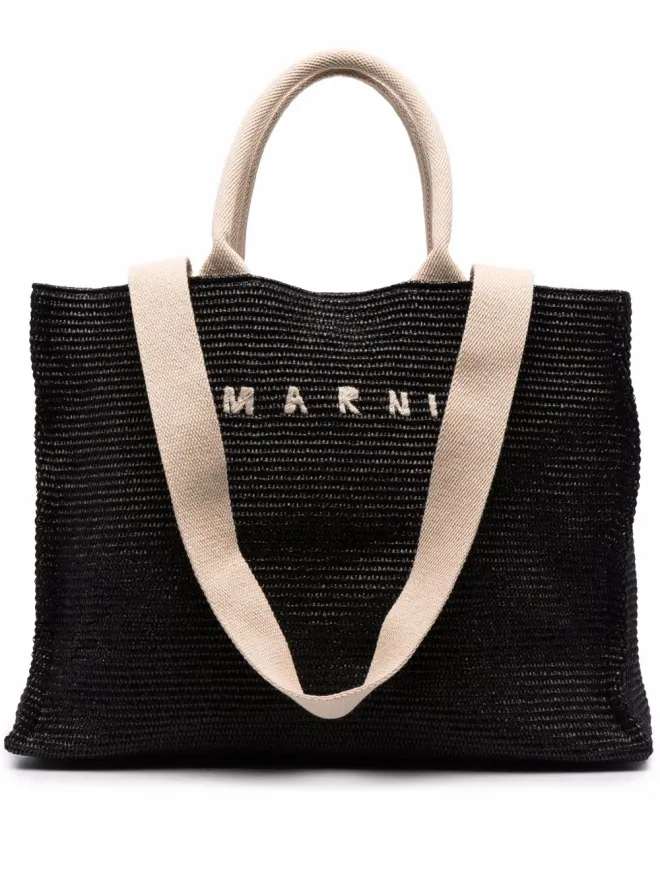 Marni Marni ロゴ刺繍 ラフィア トートバッグの商品画像