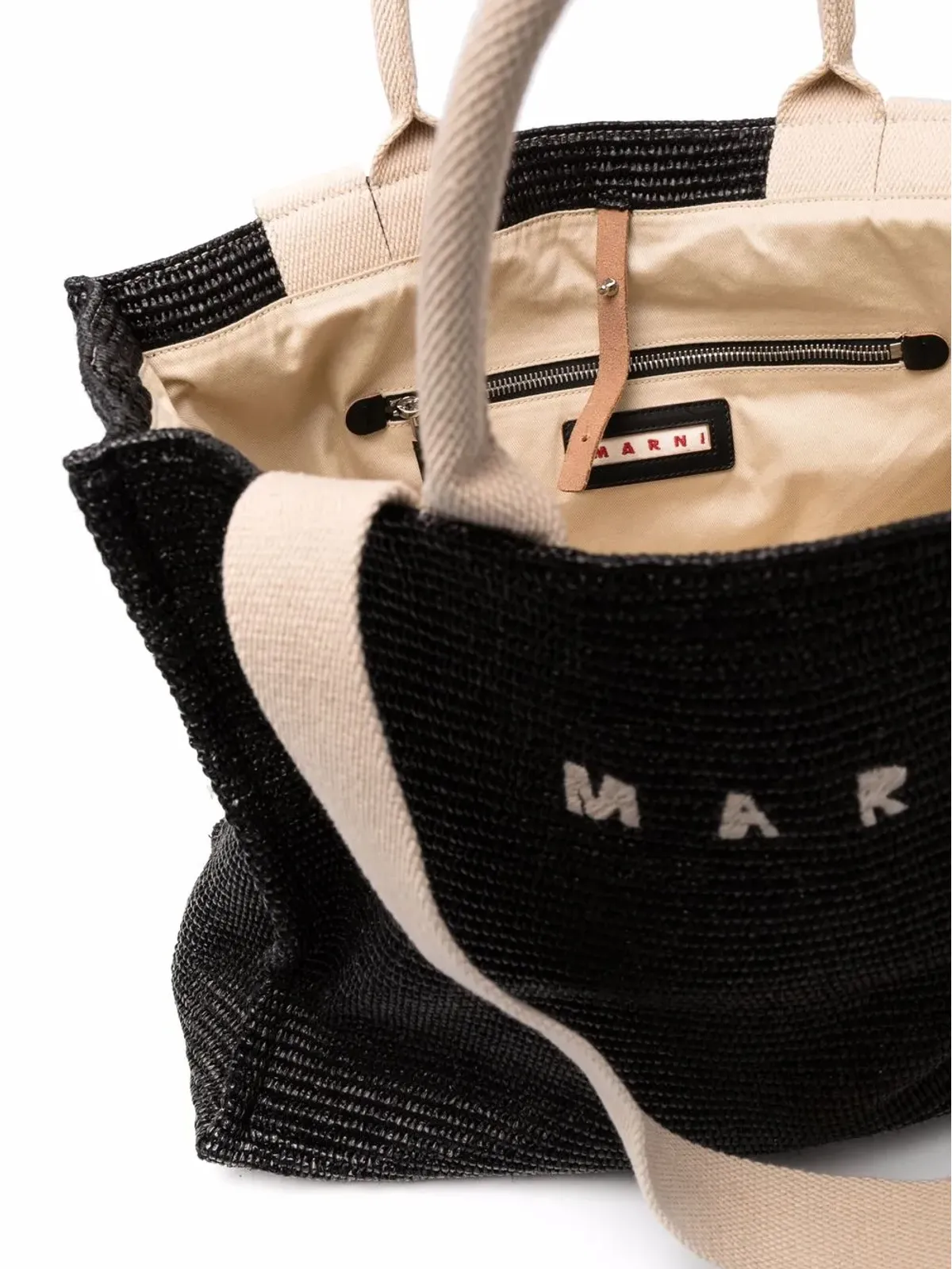 Marni ロゴ刺繍 ラフィア トートバッグ - 画像5