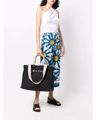 Marni ロゴ刺繍 ラフィア トートバッグ - サムネイル2