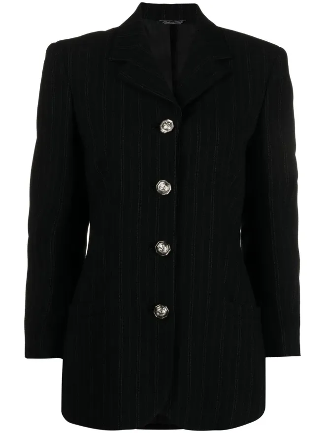 Versace Pre-Owned Versace Pre-Owned 1990s ピンストライプ・シングルブレスト ブレザー - ブラックの商品画像