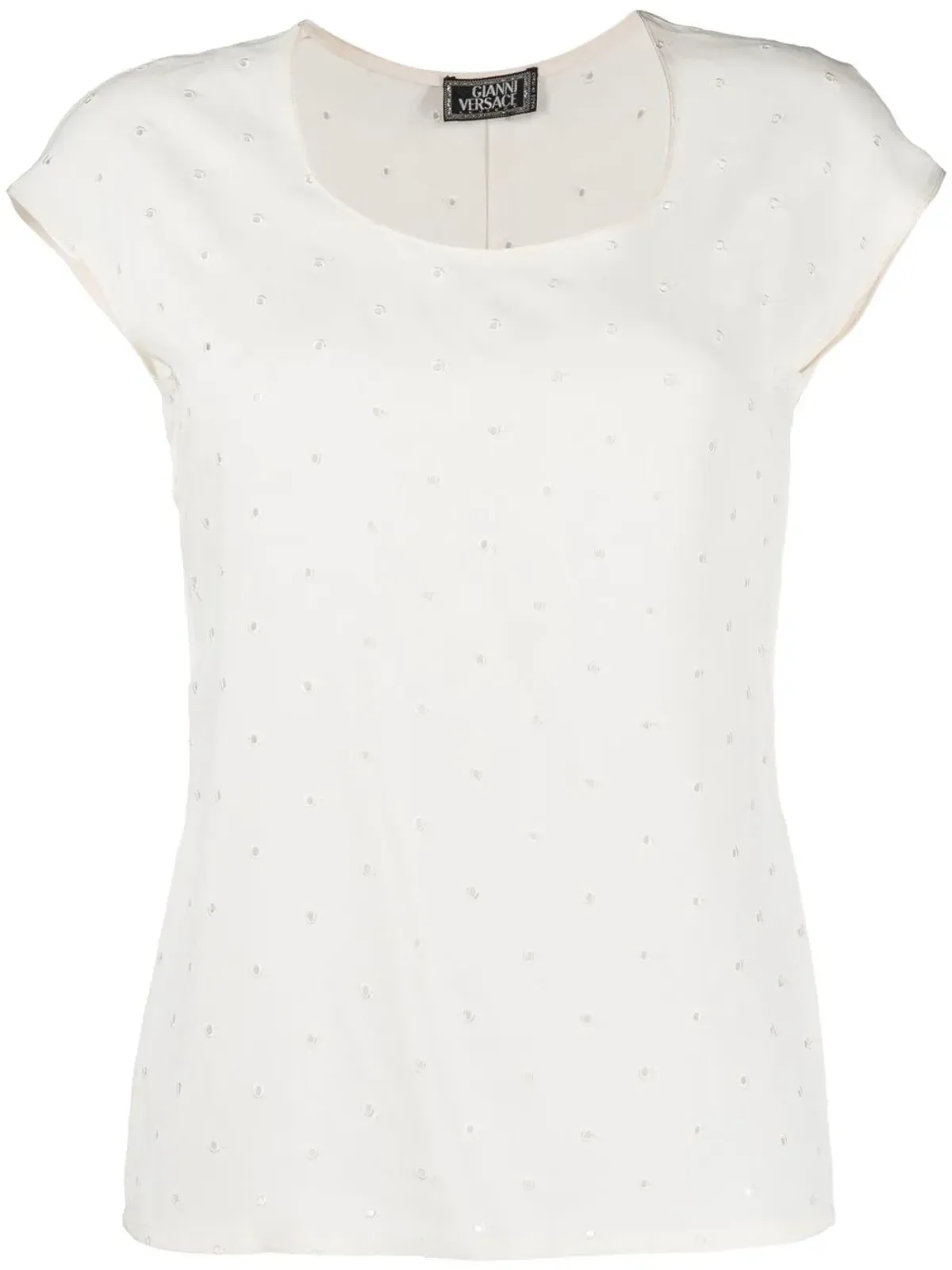 Versace Pre-Owned 2000s broderie anglaise 半袖ブラウス - 画像1