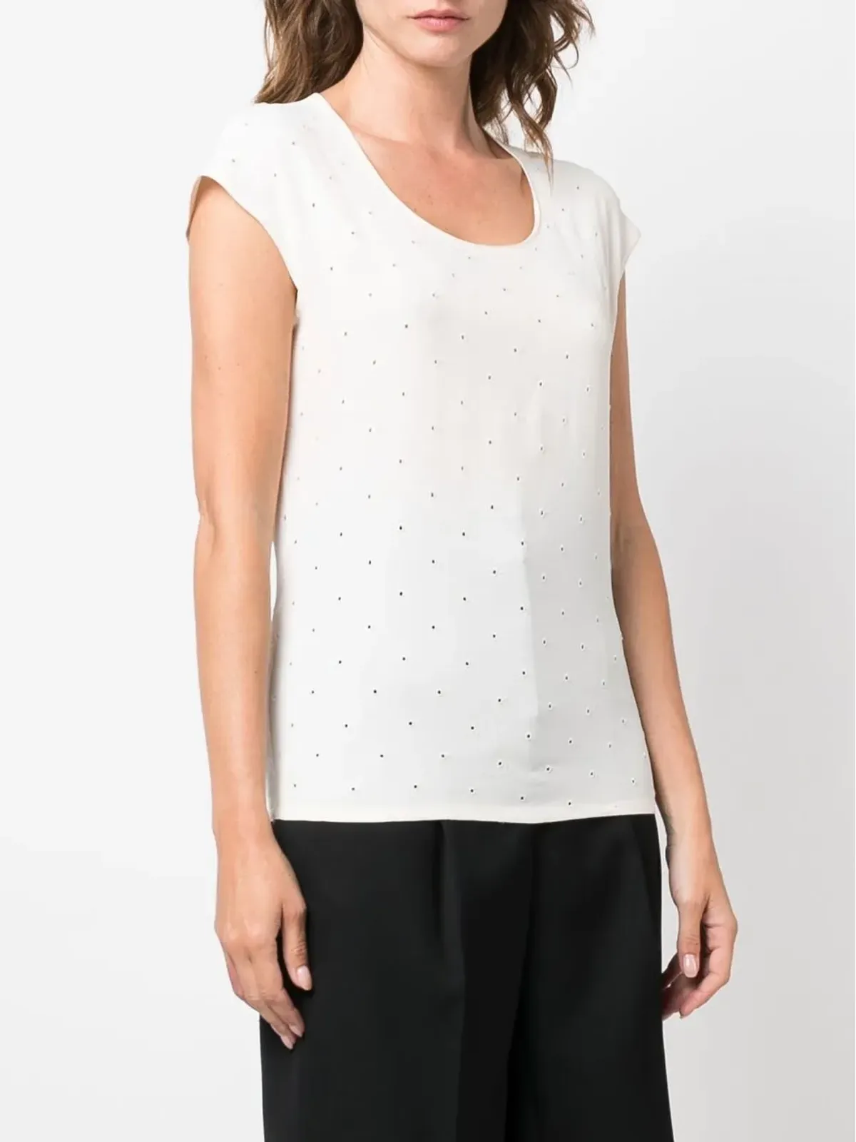 Versace Pre-Owned 2000s broderie anglaise 半袖ブラウス - 画像3
