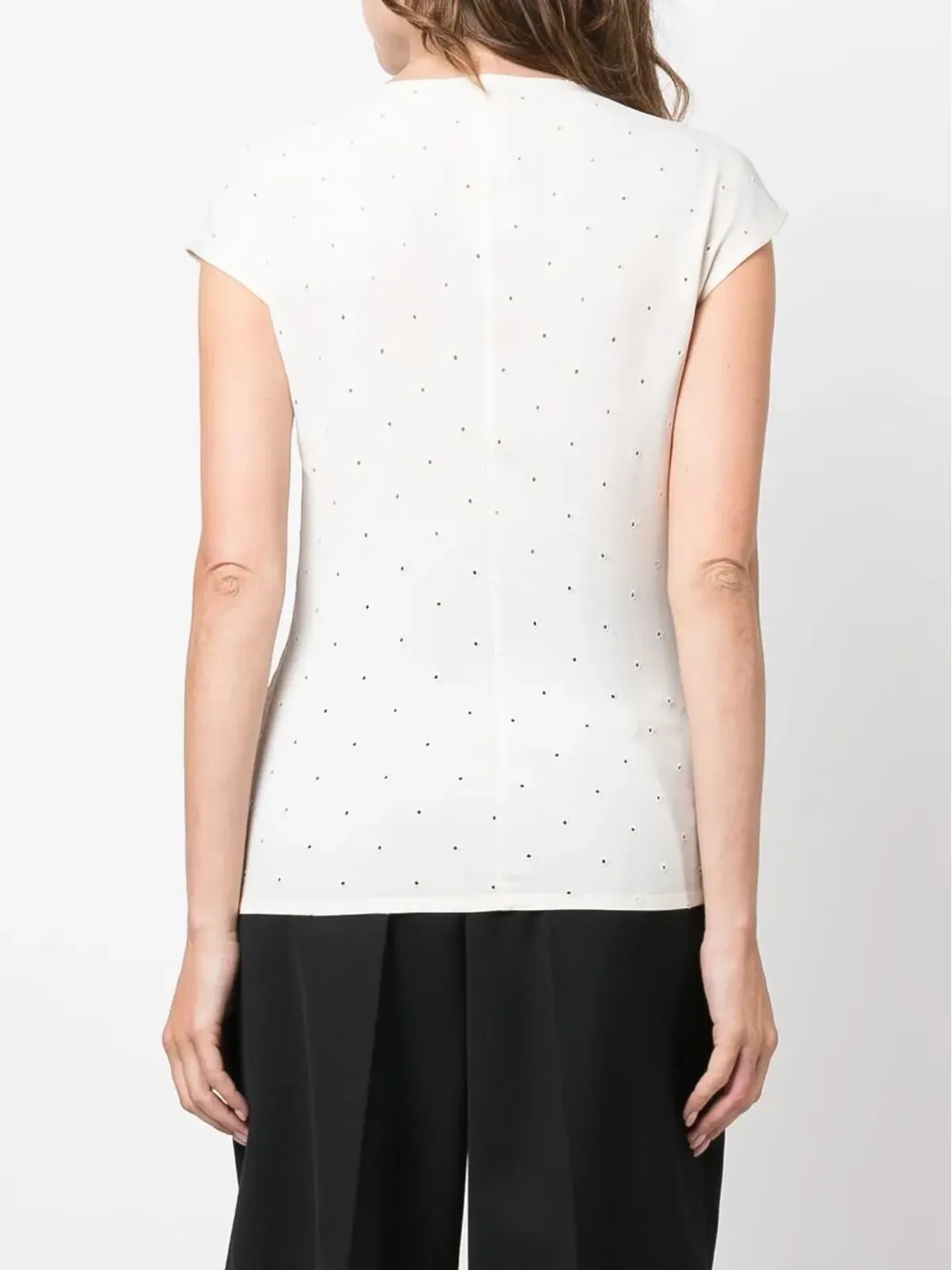 Versace Pre-Owned 2000s broderie anglaise 半袖ブラウス - 画像4