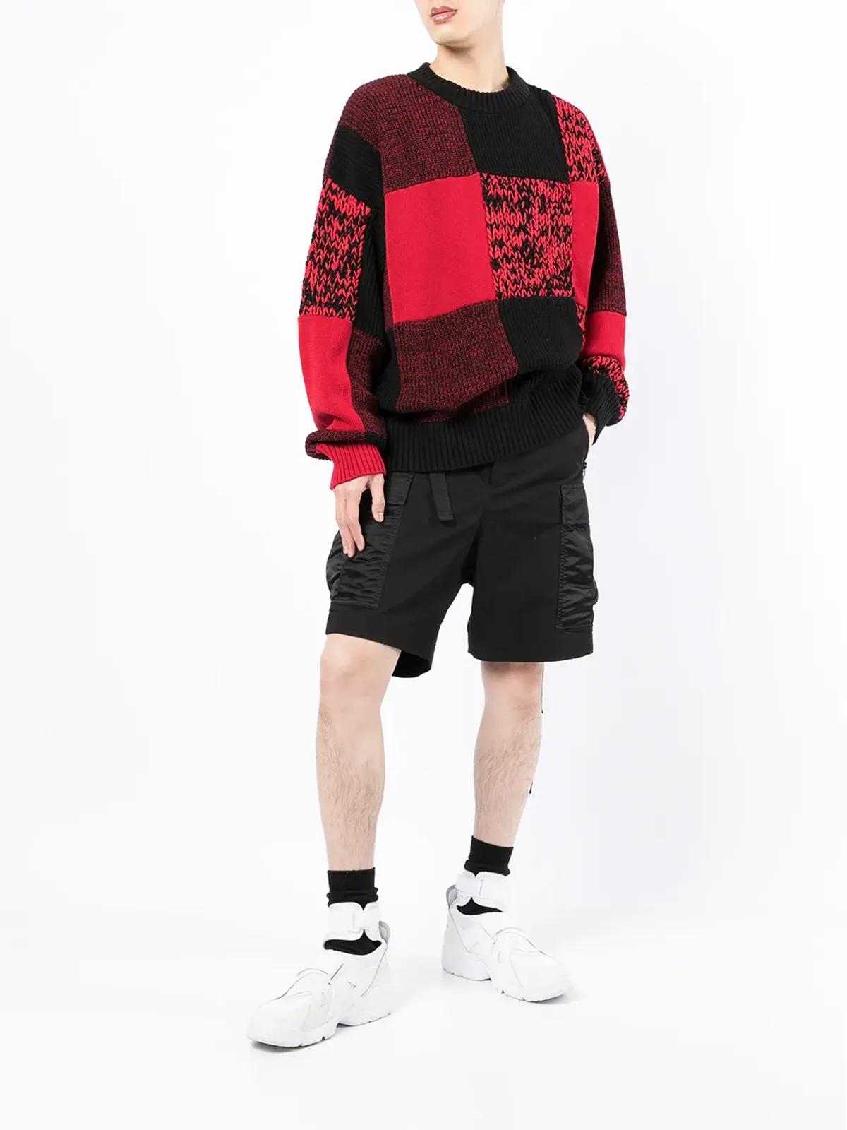 Sacai チェック柄クルーネックニット - 画像2