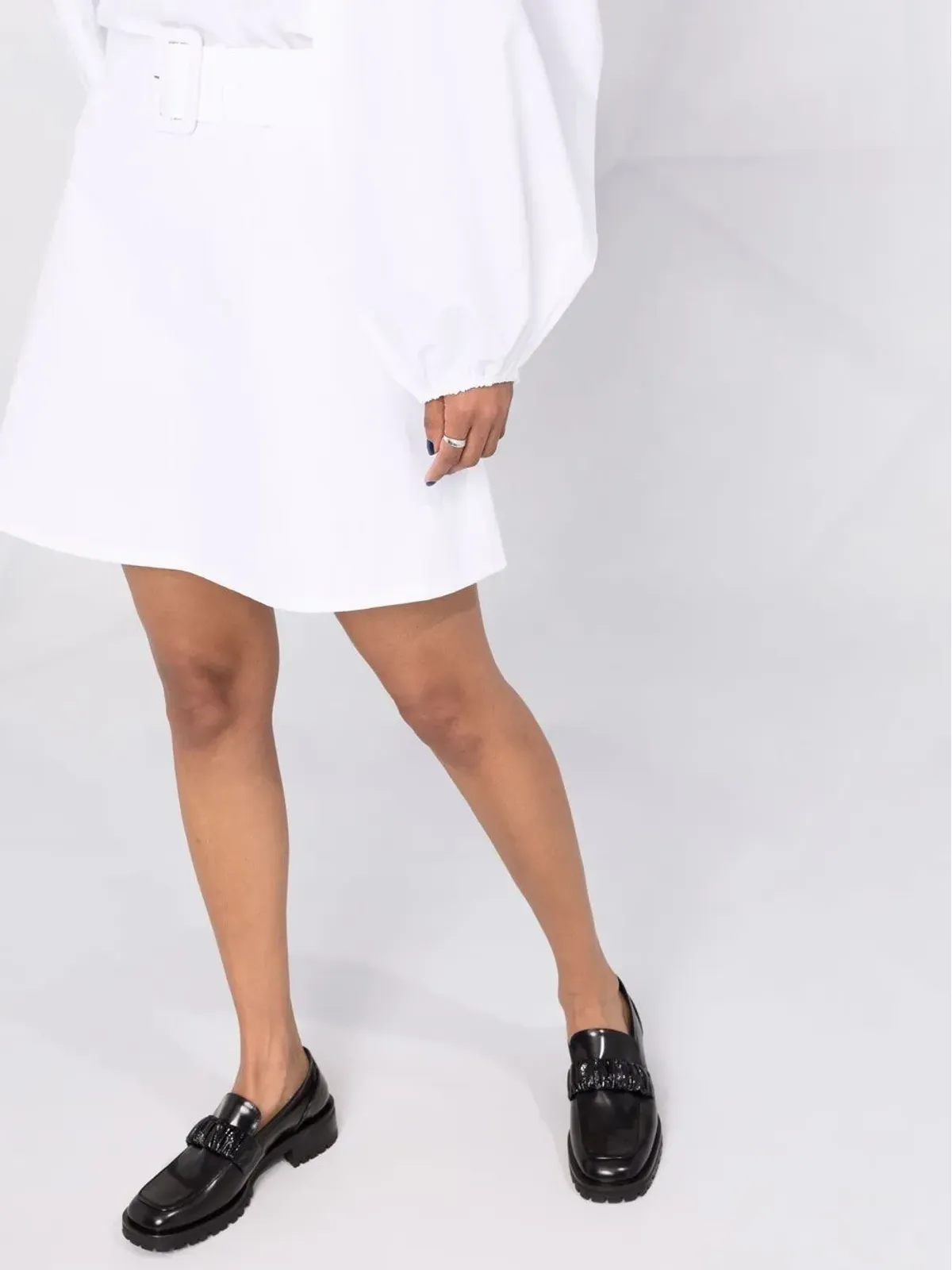 Patou oversize-collar cotton dress - White - 画像5