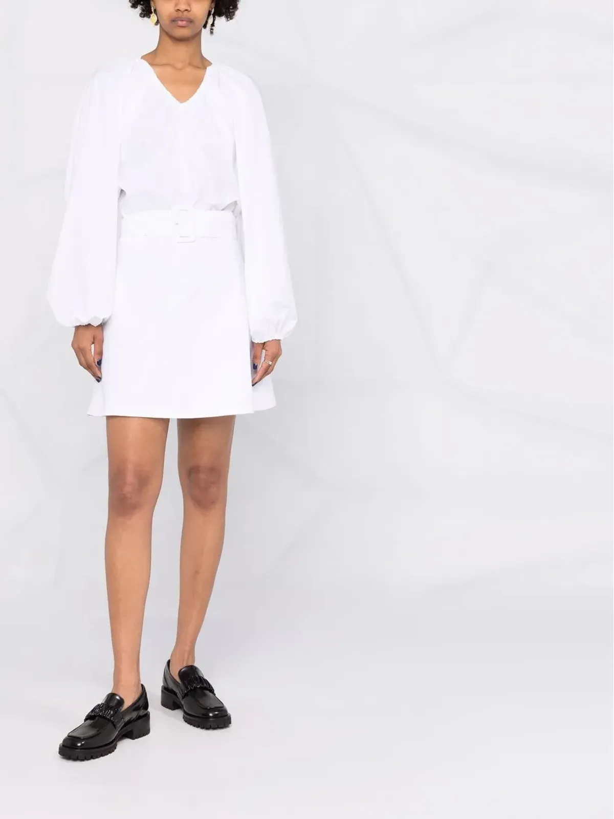 Patou oversize-collar cotton dress - White - 画像2