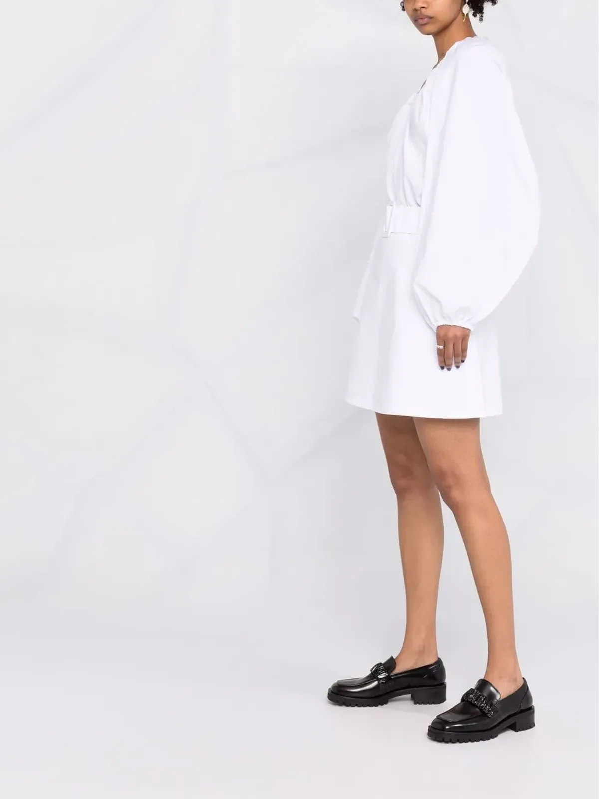 Patou oversize-collar cotton dress - White - 画像4