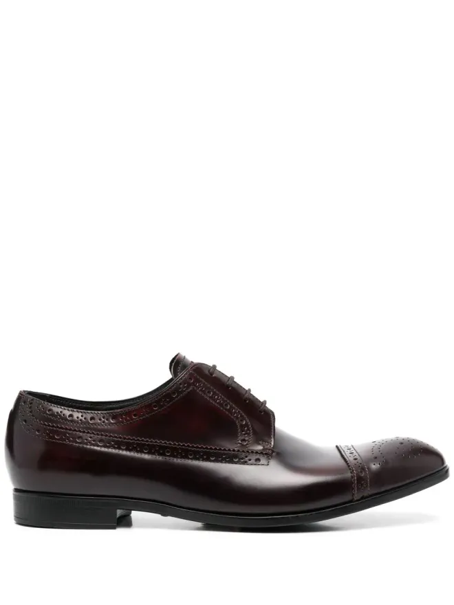 Emporio Armani Emporio Armani レースアップレザー ダービーシューズ - レッドの商品画像