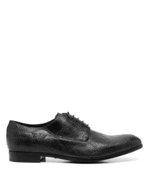 Emporio Armani 蛇皮風レザー ダービーシューズ ブラック - サムネイル1