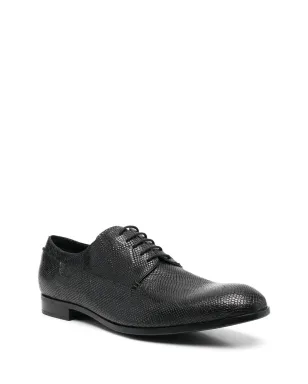 Emporio Armani 蛇皮風レザー ダービーシューズ ブラック - サムネイル2